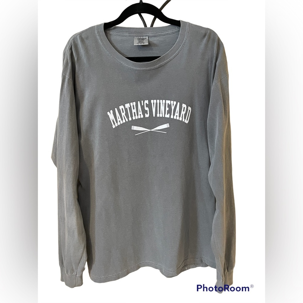 Men’s gray, long sleeve, Martha’s Vineyard, cotton t-shirt.